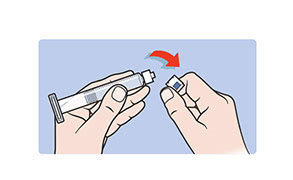 Illustration: Removing syringe cap