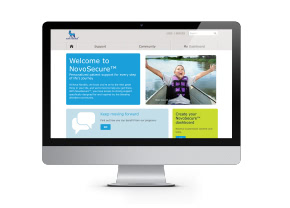 Computer monitor displaying NovoSecure™ website
