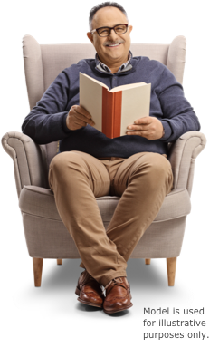 Man reading in a chair